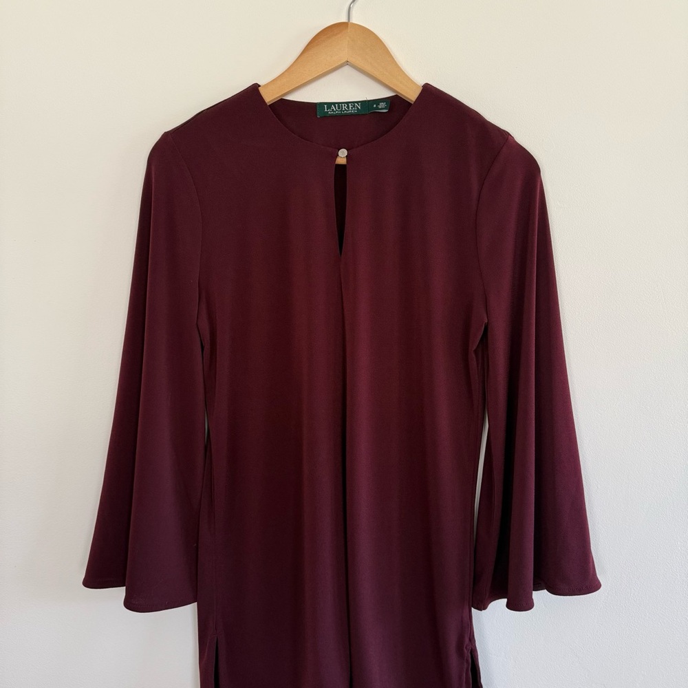 Lauren Ralph Lauren Women’s‎ Keyhole Neck Tunic Top Burgundy Size M - Picture 7 of 10